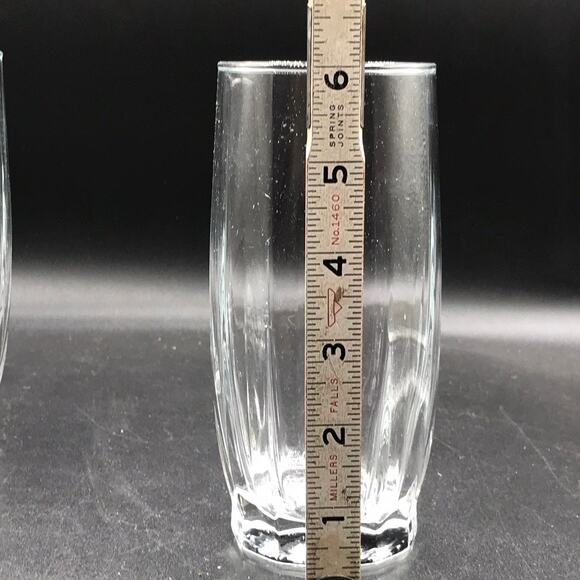 Vintage MCM Libbey Crisa Clear Beverage Glasses Ribbed Tumbler Glasses Set of 4 - Picture 5 of 6